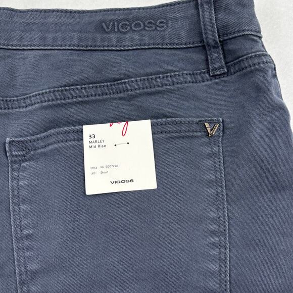 Vigoss Marley Jean Shorts Size 33 Grayish Blue Mid Rise Cut Off Stretch Denim - Picture 8 of 13